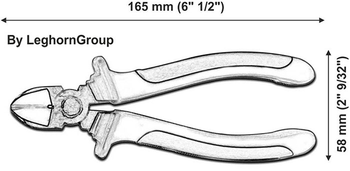 cable cutter 165 mm technical drawing