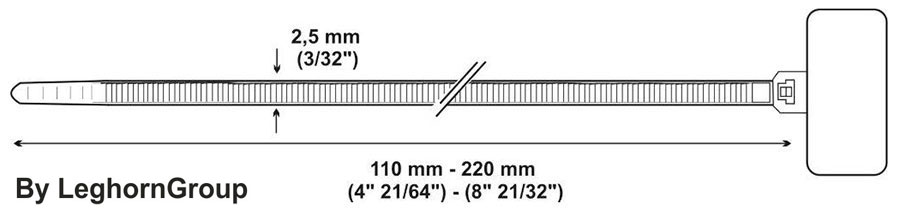 identification cable ties plastic technical drawing