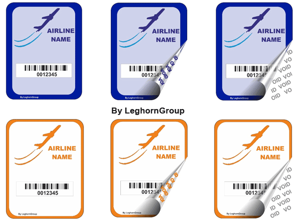 security labels for airports airlines colours customizations